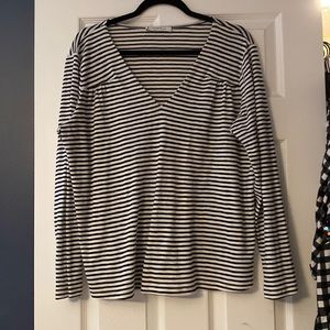 Violeta by MANGO Striped V-Neck Tee